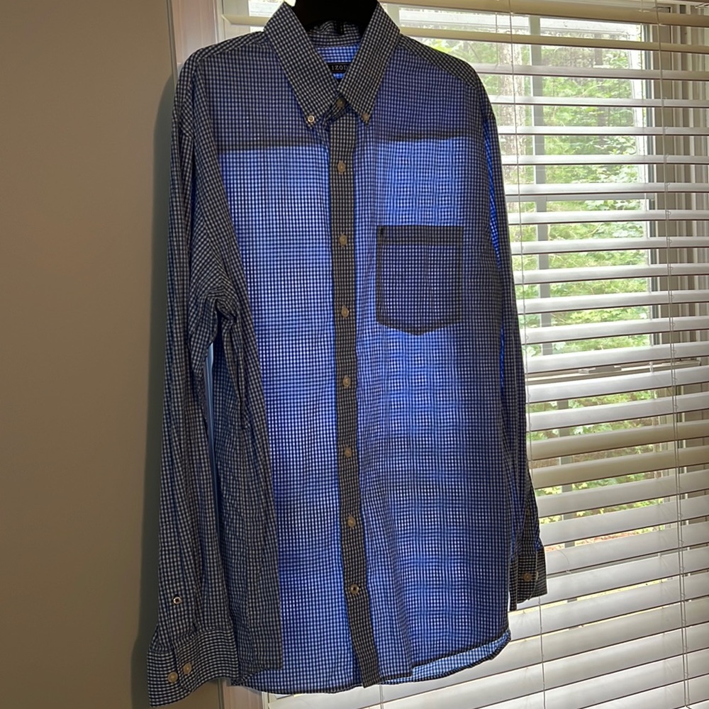 Mens Izod XL Tall blue and white button up